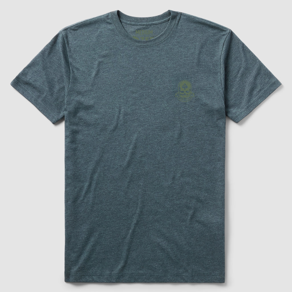 Army of One Tee in a heathered dark gray fabric with a subtle skull and text graphic on the left chest, featuring a classic crew neck and short sleeves.