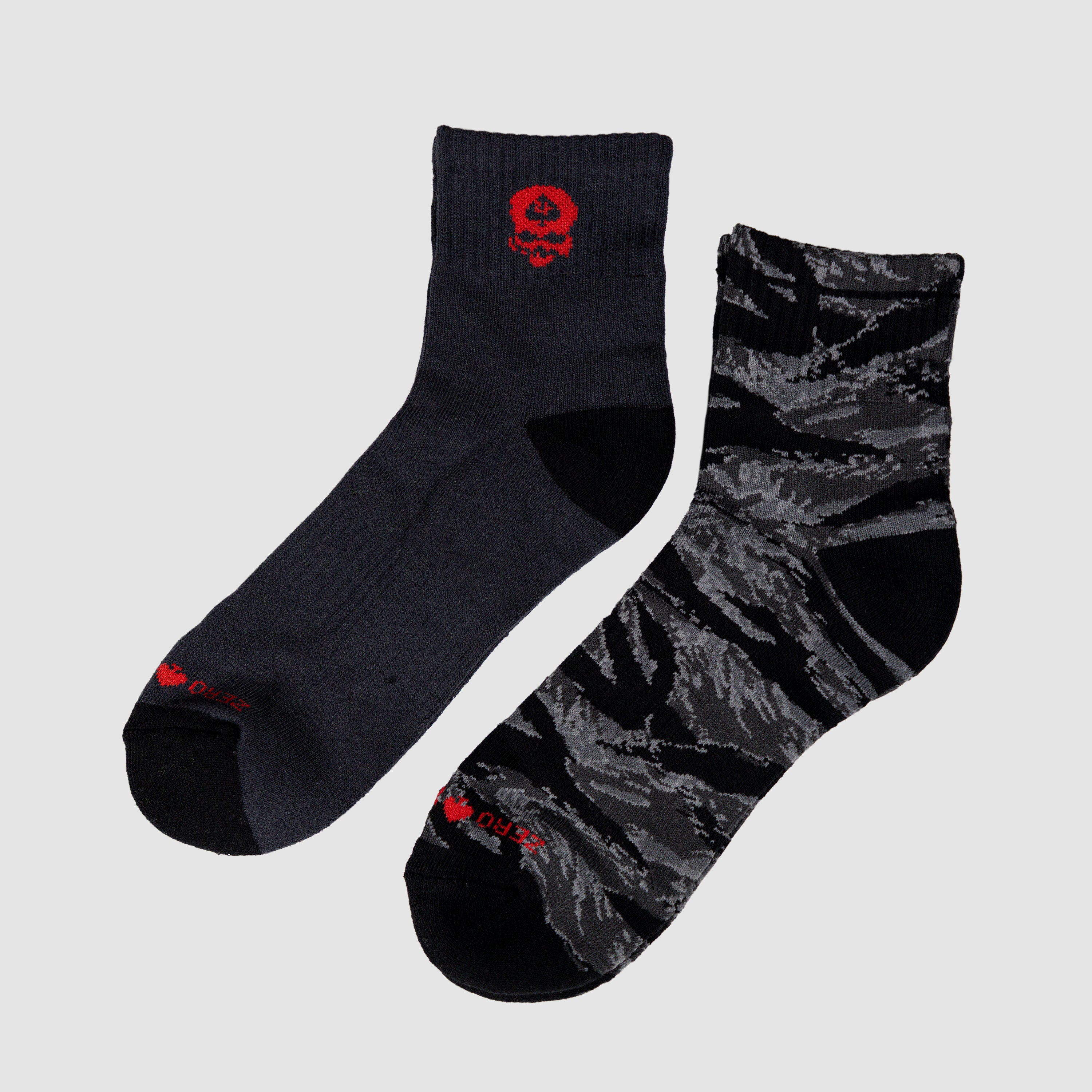 Zero Ankle Socks - Black Tiger Stripe and Grey