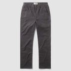 Foxhole 5 Pocket Pant in dark gray, shown laid flat from the front with belt loops, button closure, angled pockets, and straight legs