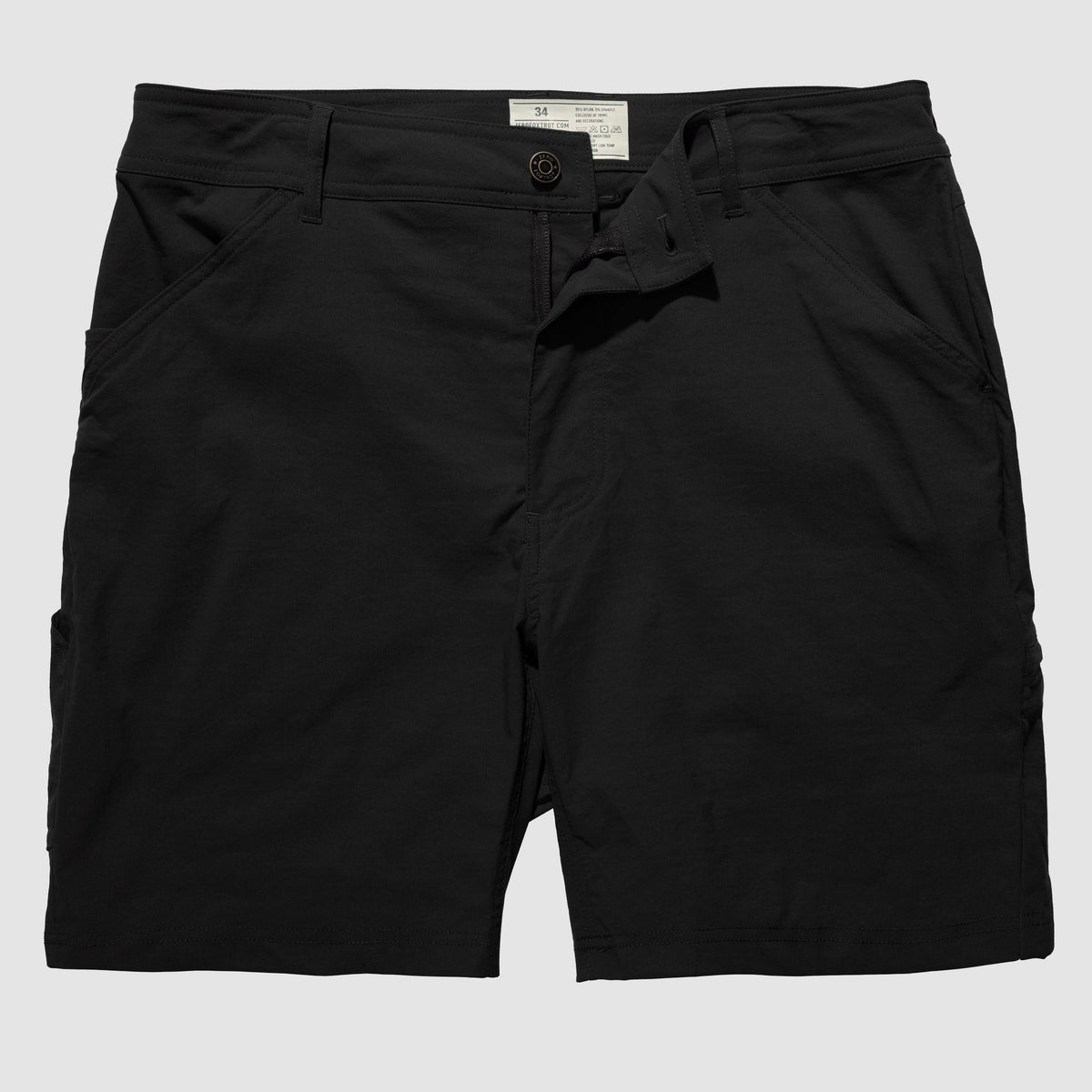 Black casual Field Shorts with front pockets and button closure, designed for comfort and versatile outdoor wear.