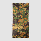 Performance Sun Gaiter in a flecktarn camouflage pattern featuring green, brown, tan, and black colors designed for sun protection and outdoor activities.