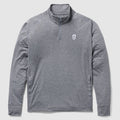 PT 1/4 Zip Long Sleeve (Last Chance), gray long sleeve pullover with quarter zip collar, side pockets, and small chest logo shown flat lay