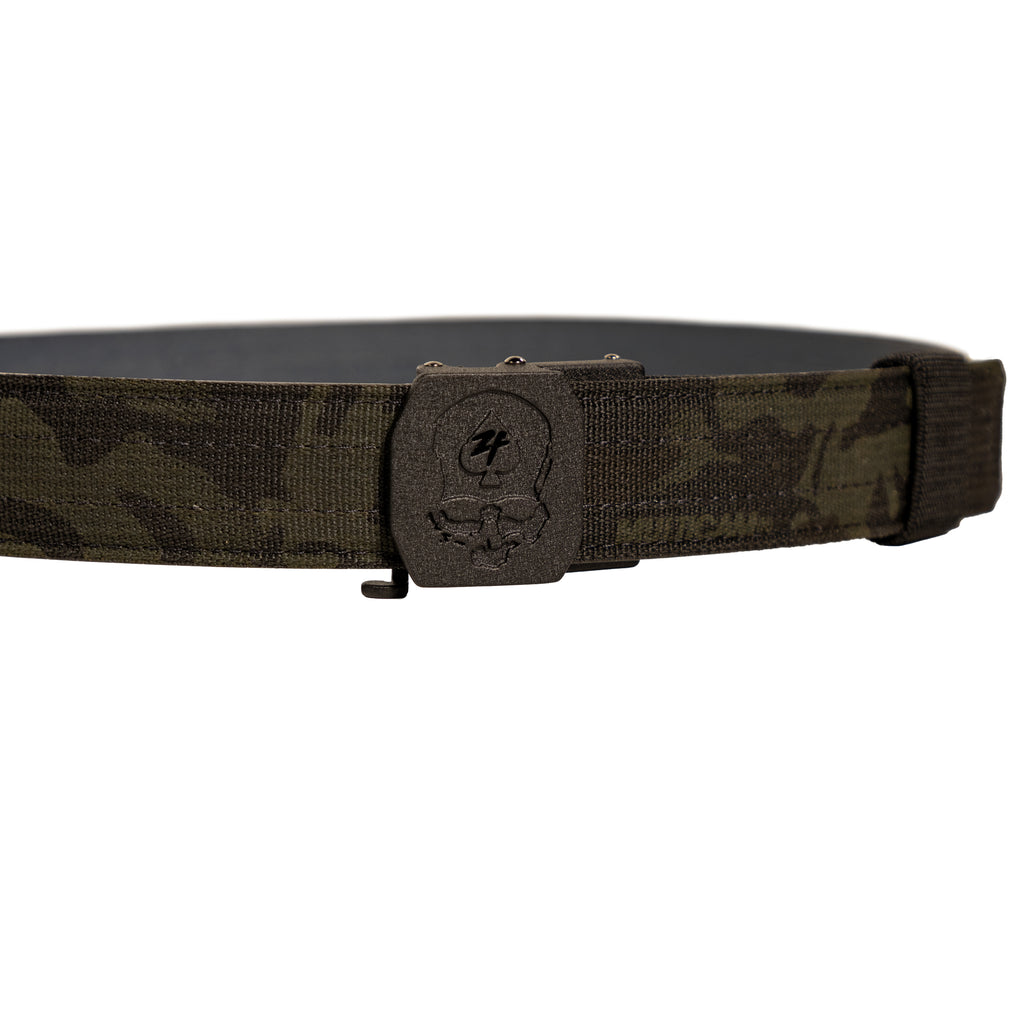 ZF x Kore Sleek Gun Belt with camouflage webbing and black buckle shown against a white background