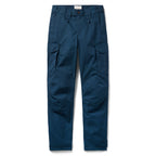 Tac Pants navy blue cargo pants shown from the front with multiple utility pockets belt loops and a straight leg design against a white background