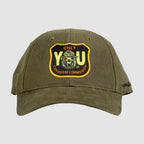 Only You Cap olive green baseball cap with a curved brim and embroidered black, yellow, and orange Only You patch on the front