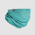 A teal fabric Performance Sun Gaiter with a small black and white logo tag, displayed against a plain light background.