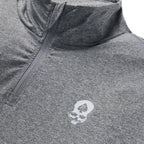 PT 1/4 Zip Long Sleeve (Last Chance) in gray, close-up showing the quarter zip collar and small white chest logo