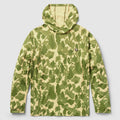Lightweight Performance Sun Hoodie with green camouflage pattern, long sleeves, and a hood, designed for sun protection and outdoor activities.