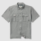 Short Sleeve F'n Soft Shirt in charcoal gray featuring a button-down front and two chest pockets with button flaps, designed for casual comfort and style.
