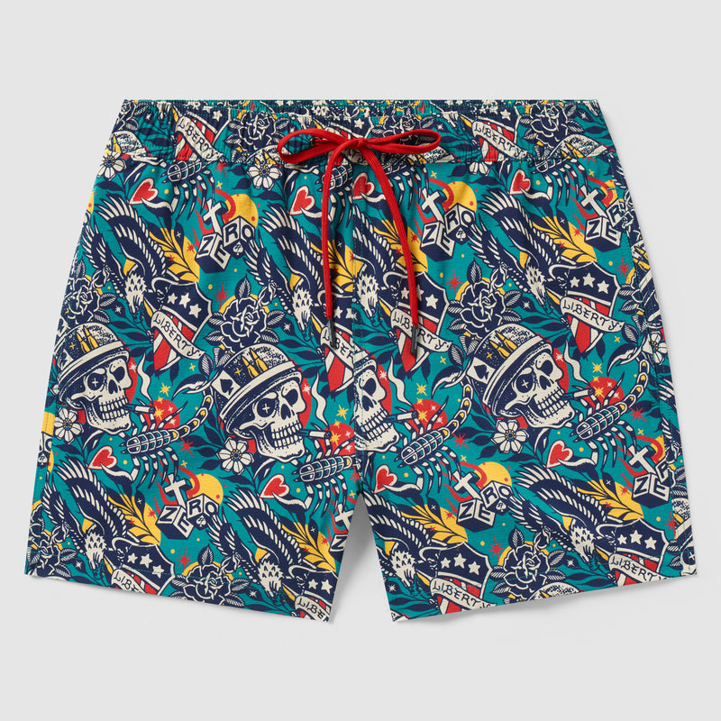 Liberty Skull Swim Trunks –ZERO FOXTROT