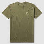 ZF Core Tee in olive green featuring a subtle skull graphic on the chest, made from soft, comfortable fabric with a classic crew neck design.