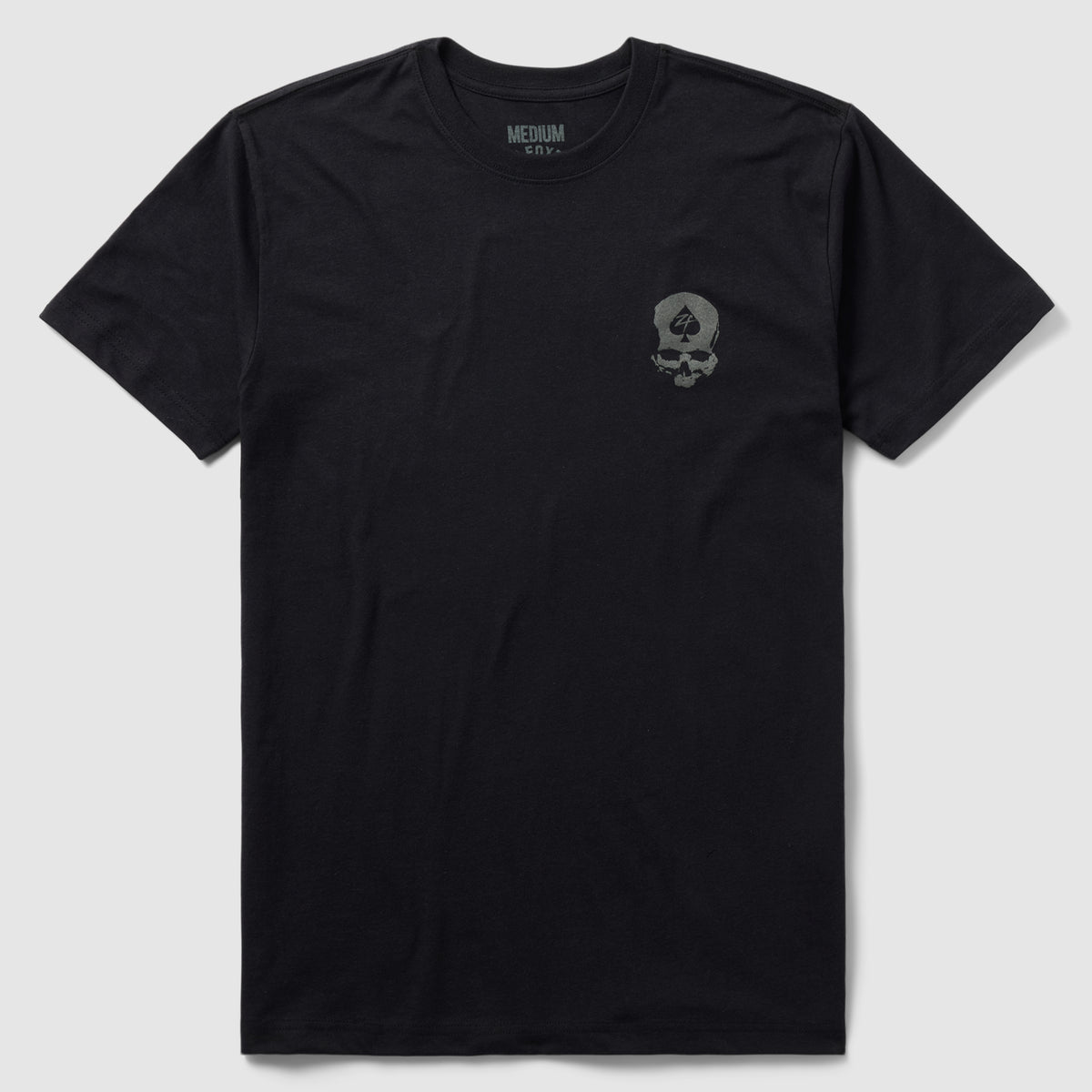 Black crew neck ZF Core Tee with short sleeves and a subtle skull and spade graphic on the left chest.