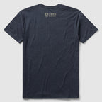 Back view of a charcoal-colored ZF Core Tee made of soft fabric, featuring a small light gray Zero Foxtrot logo near the neckline.
