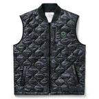 Woobie Vest (Last Chance), black quilted sleeveless vest with full front zipper, ribbed collar, zippered hand pockets, and a skull chest patch