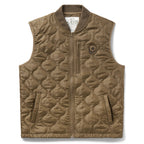 Woobie Vest (Last Chance), brown quilted sleeveless vest with zip front, stand collar, two hand pockets, and skull emblem on the chest