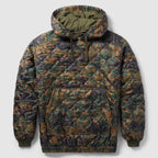 Woobie Hoodie (Last Chance), quilted camouflage pullover hoodie with drawstring hood, kangaroo pocket, ribbed cuffs, and skull chest emblem against a gray background