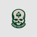 ZF Skull Patch embroidered green and beige skull design with ZF lettering and Zero Foxtrot text on the lower banner
