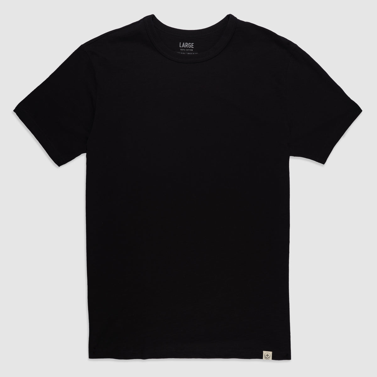 Cotton Skivvy Tee in solid black featuring a classic crew neckline and short sleeves, made from soft, breathable cotton fabric for everyday comfort and style.