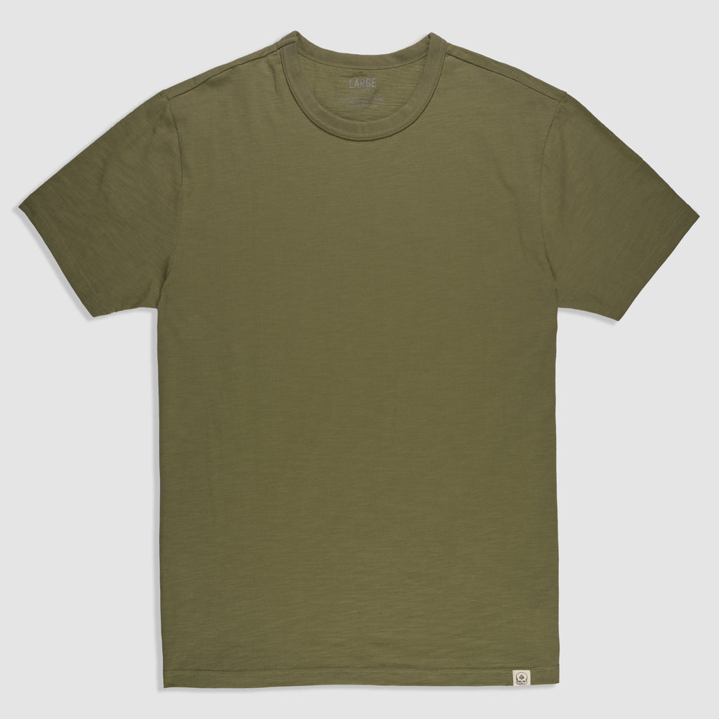 Cotton Skivvy Tee in olive green with a classic crew neck and short sleeves, made from soft, breathable cotton for everyday casual wear.