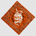ZF Bandanas orange fabric bandana featuring a white skull with a dagger through it and a snake coiled around, surrounded by the phrase "Death Before Dishonor" and decorative patterns.