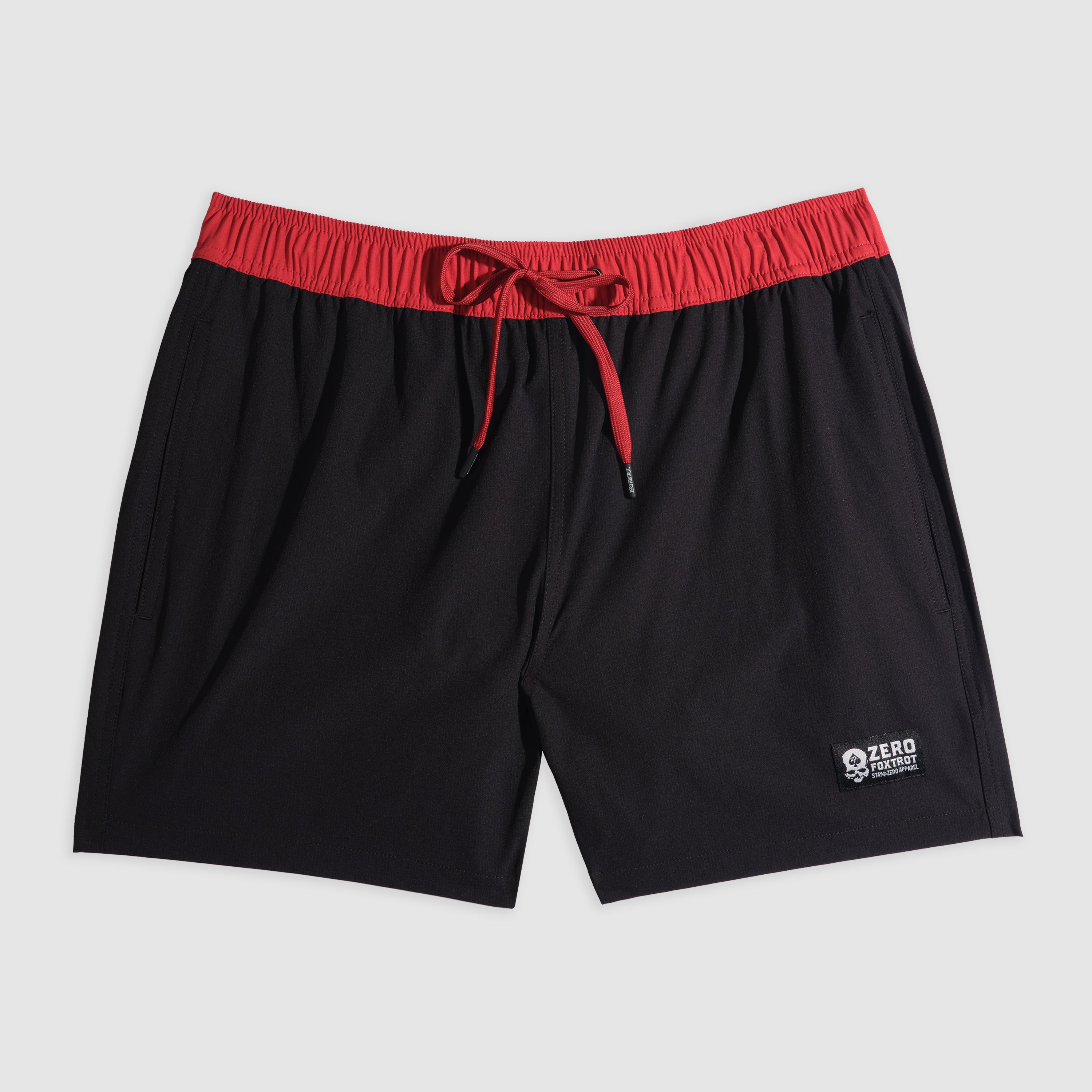 Black/Red Swim Trunks –ZERO FOXTROT